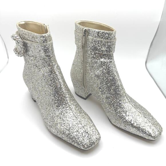 JIMMY CHOO Party Ankle boot in glittery Silver Leather IT 36.5 (US 6.5) - Picture 8 of 16